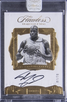 2016-17 Panini Flawless Greats Gold #G-SHQ Shaquille ONeal Signed Card (#07/10) - Panini Encased